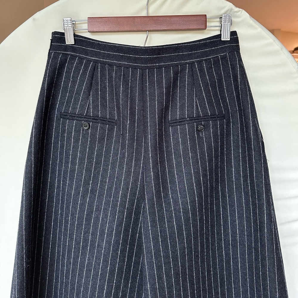 Saint Laurent Paris 2016 Pinstripe Virgin Wool Midi Culottes Pant Black F42 US10 - Picture 5 of 10